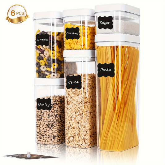 6pcs Storage Container, Stackable Airtight Food Storage Containers With Lid, Portable Transparent Food Sealed Box, For Grain, Dry Food, Tea, Coffee Beans, Pasta And Biscuit, Kitchen Organizers And Storage, Kitchen Accessories
