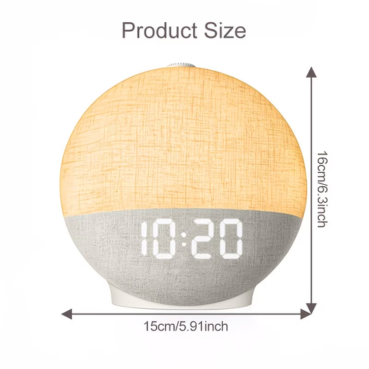 Sunrise alarm clock with white noise sound system, equipped with 30 soothing sleep aid devices and natural wake-up lights