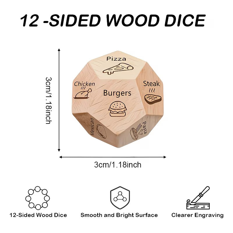 Solid Wood Food Dice (Pack of 1)