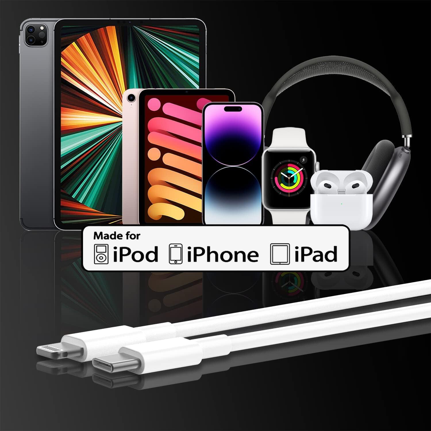 2 sets of pink 6-foot fast charging cables suitable for Apple iPhone 14 Pro Max