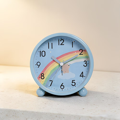4.3-inch bedside analog alarm clock, suitable for bedroom, battery powered circular alarm clock, bedroom specific alarm clock