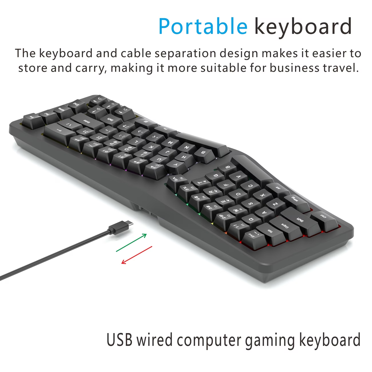 Wired 69 key compact typing partition comfortable portable key cable separation desktop laptop