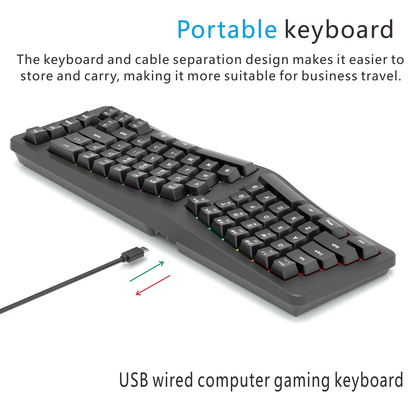 Wired 69 key compact typing partition comfortable portable key cable separation desktop laptop