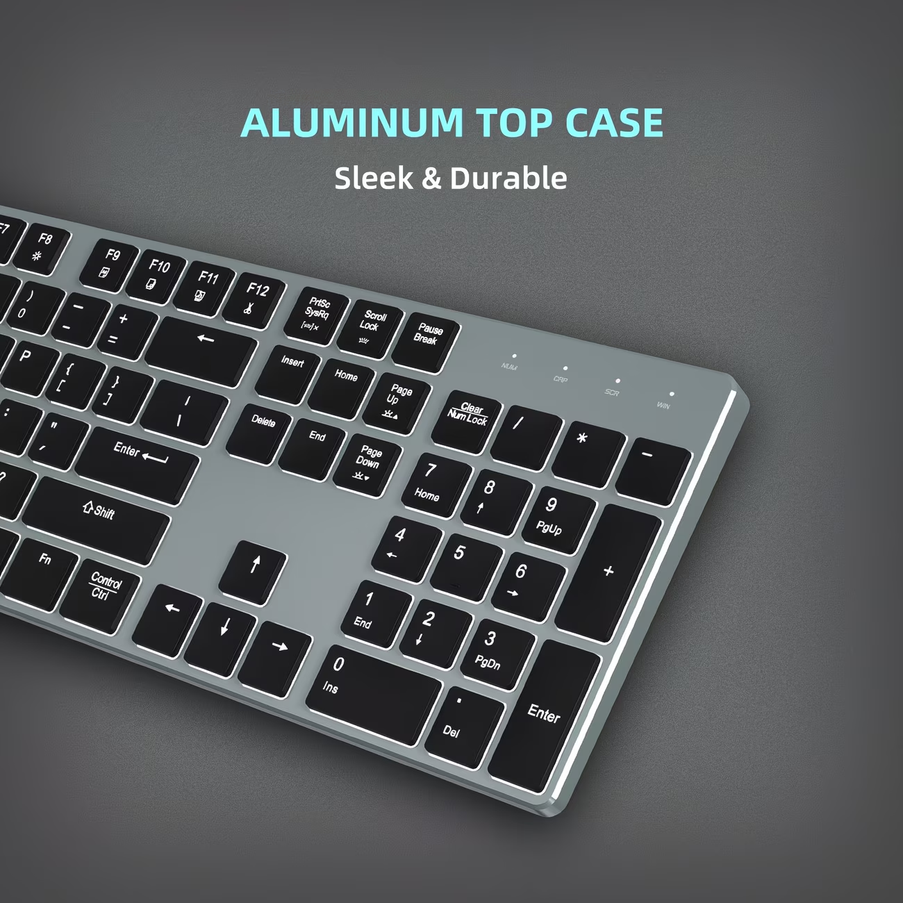 Wired backlit keyboard compatible with Windows/Mac, aluminum ultra-thin silent full-size keyboard