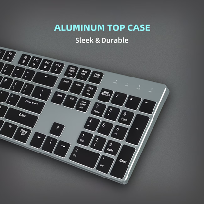 Wired backlit keyboard compatible with Windows/Mac, aluminum ultra-thin silent full-size keyboard