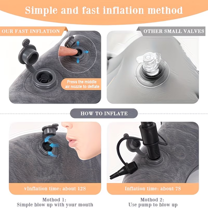 1 piece adjustable firmness inflatable seat cushion - flocked PVC cover, donut design - portable