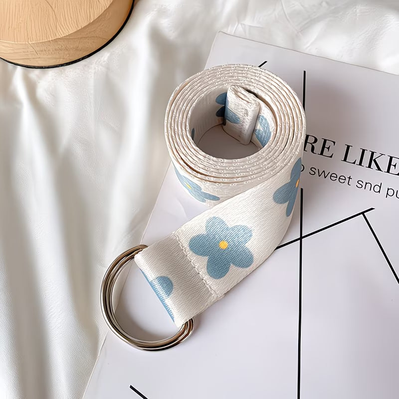 1pc Blue Floral Cloth Waist Belt