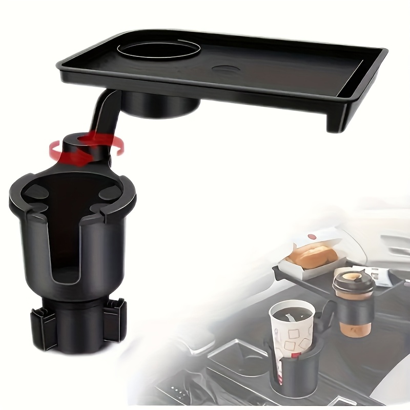 Adjustable car cup holder with 360° rotating tray - made of ABS material