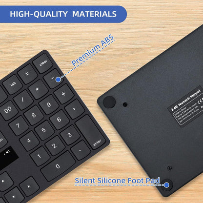 Wireless numeric keyboard, 2.4G rechargeable ultra quiet external numeric keyboard