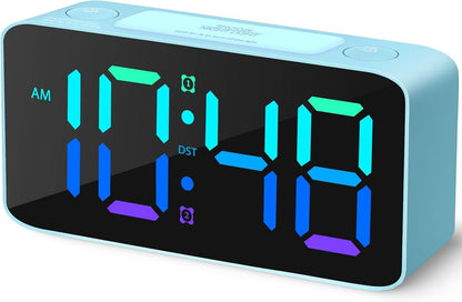 Digital clock with night light, adjustable volume, USB charger, small bedside clock for the bedroom