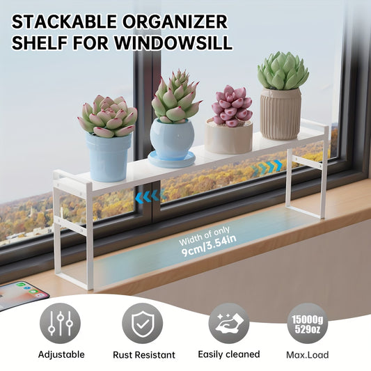 Multifunctional windowsill planter rack and potted plant display stand