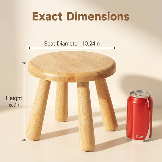 Solid wood small round stool plant stand