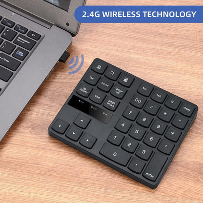 Wireless numeric keyboard, 2.4G rechargeable ultra quiet external numeric keyboard