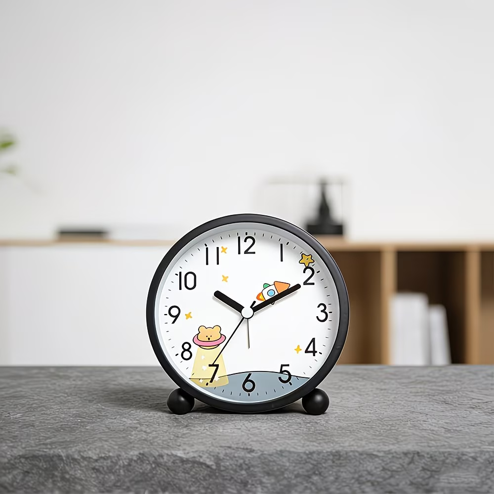 4.3-inch bedside analog alarm clock, suitable for bedroom, battery powered circular alarm clock, bedroom specific alarm clock