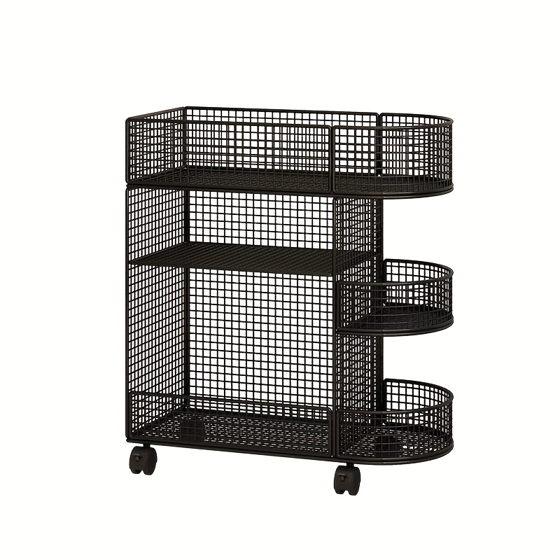 Three-tier metal bookshelf with casters - a space-saving under-desk storage organizer.