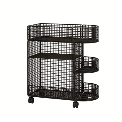 Three-tier metal bookshelf with casters - a space-saving under-desk storage organizer.