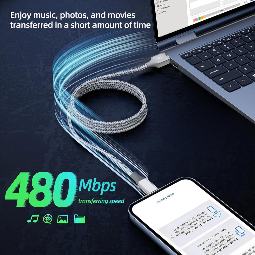 IPhone charger 3 packs 10FT lightning cable for fast charging and high-speed data synchronization