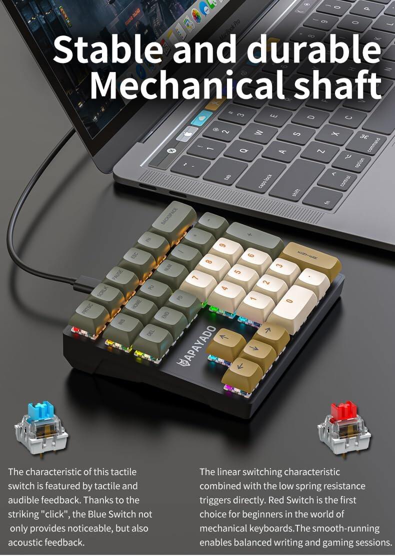 Mechanical numeric keyboard, 33 key mini hot swappable numeric keyboard, wired USB numeric keyboard