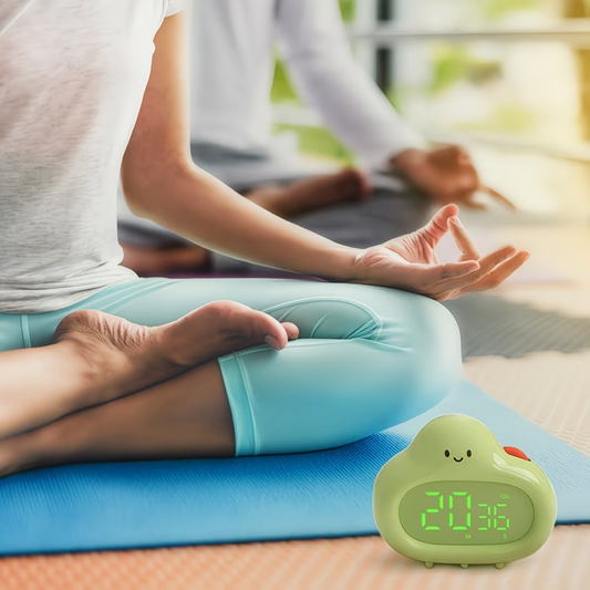 An elegant pear shaped digital clock with countdown and up counting functions, as well as three alarm clocks, suitable for home, bedroom, kitchen, yoga, and exercise