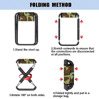Camouflage Camping Stool | Folding, Lightweight, and Portable Iron Stool, Suitable for Adults