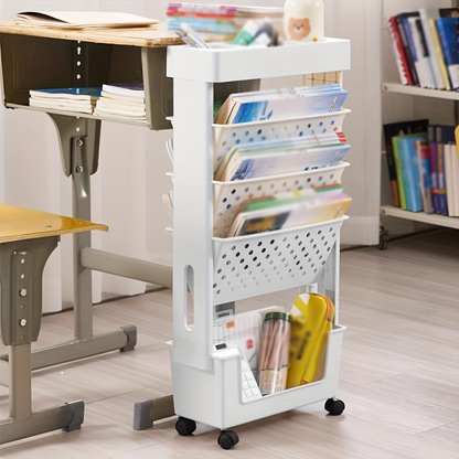 Multifunctional Rolling Bookshelf Storage Rack - Portable Storage Shelf