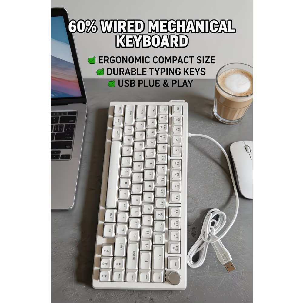 Wired mechanical keyboard, RGB/single key backlight, volume knob, five layer noise reduction, PBT keycaps, fully hot swappable keycaps, gaming keyboard