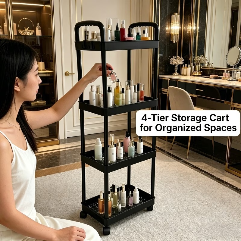 Four-tier storage cart (each tier has a load capacity of 33.07 lbs)
