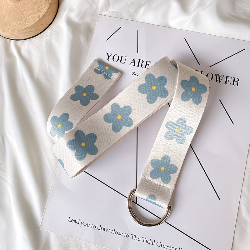 1pc Blue Floral Cloth Waist Belt