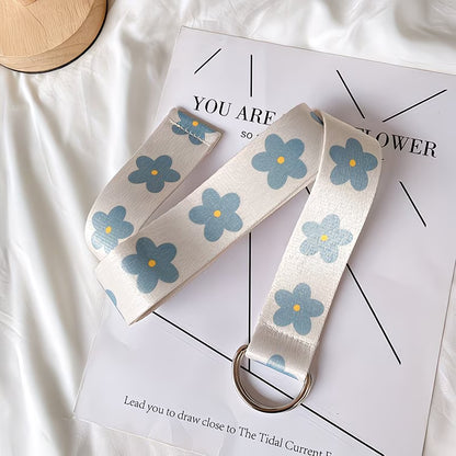 1pc Blue Floral Cloth Waist Belt