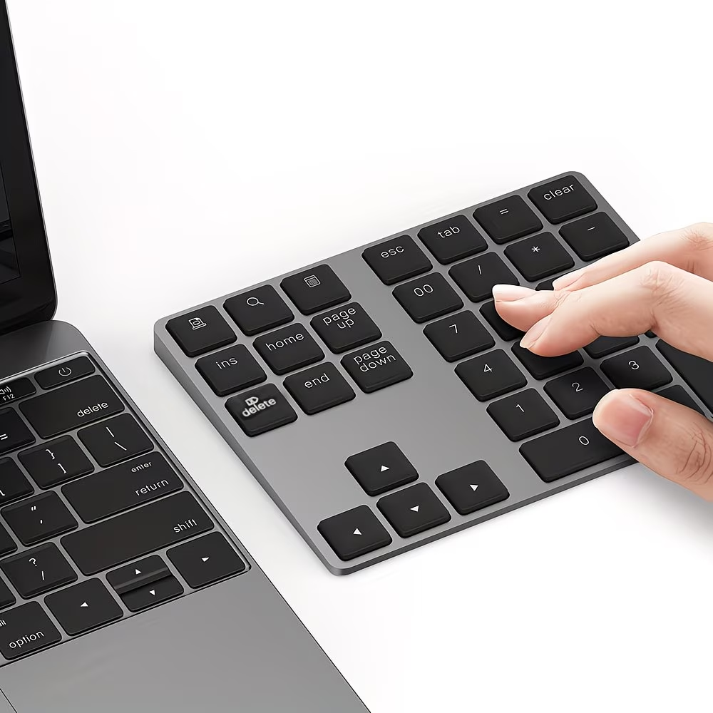 Rechargeable wireless numeric keyboard, portable wireless office computer keyboard