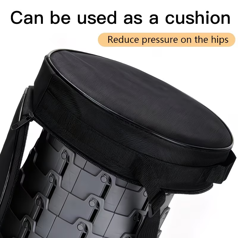 Folding Stool Storage Bag | Durable Black, Round Seat with Comfortable Cushion