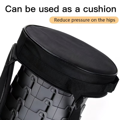 Folding Stool Storage Bag | Durable Black, Round Seat with Comfortable Cushion