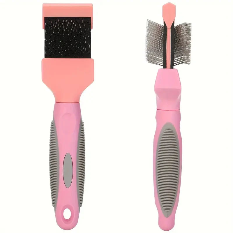 Double-Sided Stainless Steel Dog Brush For Grooming And Detangling, Pet Comb For Dogs